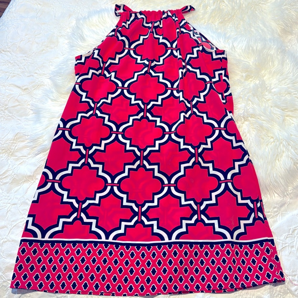 Crown & Ivy Pink Geometrical Print Halter Dress Size XL